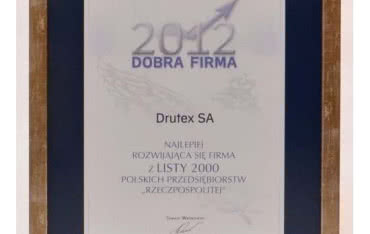DRUTEX uhonorowany tytułem "Dobra Firma 2012"
